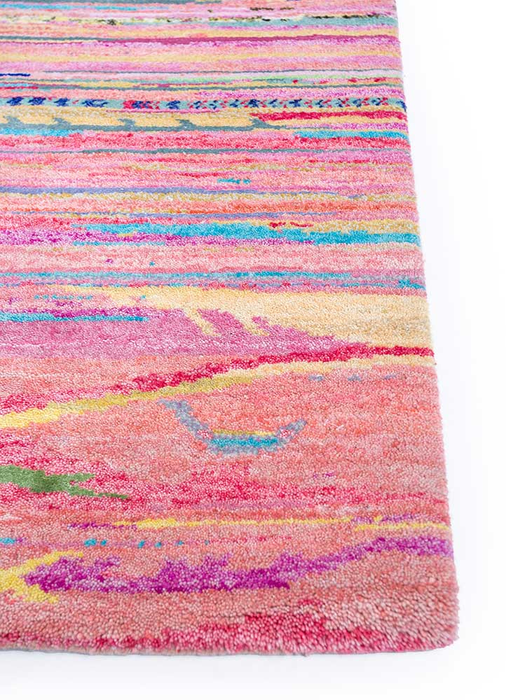 manchaha pink and purple wool and bamboo silk Hand Knotted Rug - Corner manchaha pink and purple wool and bamboo silk Hand Knotted Rug - Corner