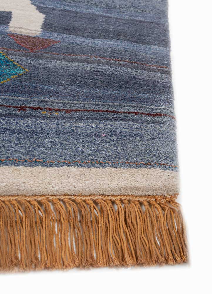 freedom manchaha blue wool and bamboo silk Hand Knotted Rug - Corner