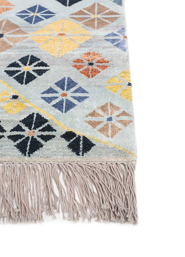 manchaha blue wool and bamboo silk Hand Knotted Rug - Corner