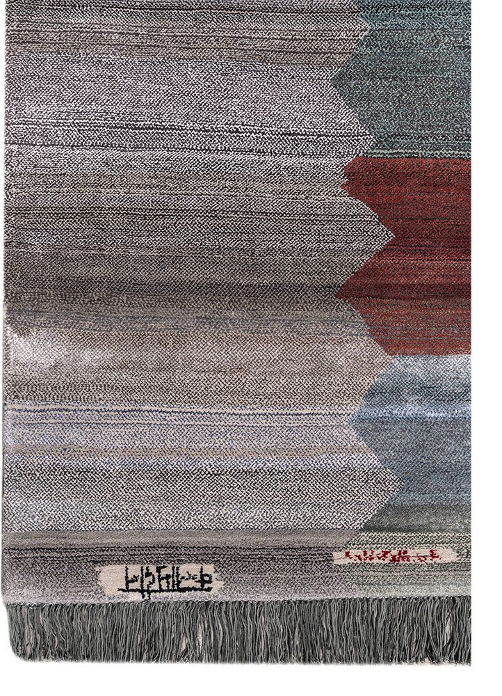 freedom manchaha grey and black wool and bamboo silk Hand Knotted Rug - Corner freedom manchaha grey and black wool and bamboo silk Hand Knotted Rug - Corner