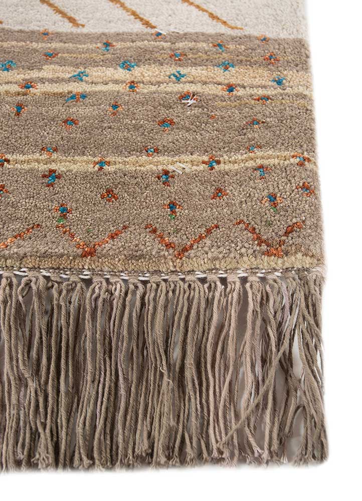 manchaha beige and brown wool and bamboo silk Hand Knotted Rug - Corner