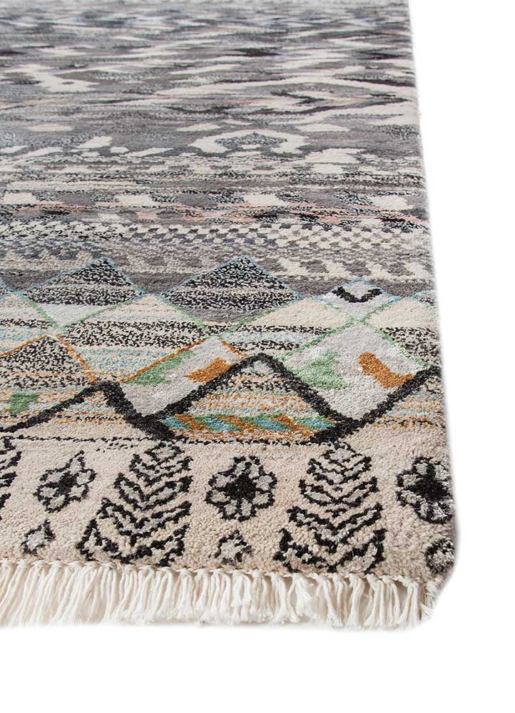manchaha ivory wool and bamboo silk Hand Knotted Rug - Corner manchaha ivory wool and bamboo silk Hand Knotted Rug - Corner
