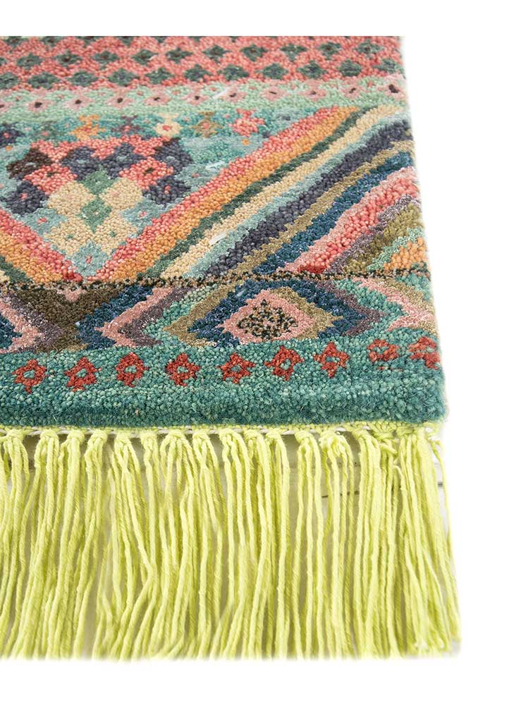 manchaha green wool and bamboo silk Hand Knotted Rug - Corner