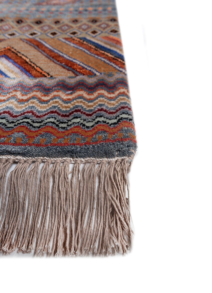 manchaha blue wool and bamboo silk Hand Knotted Rug - Corner