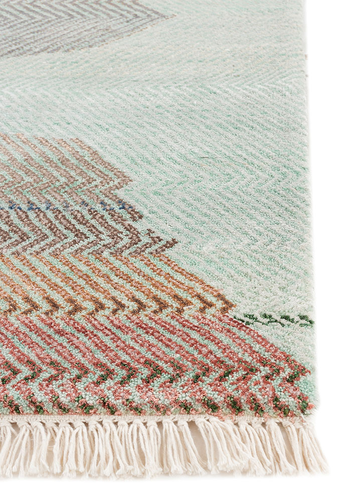 manchaha blue wool and bamboo silk Hand Knotted Rug - Corner