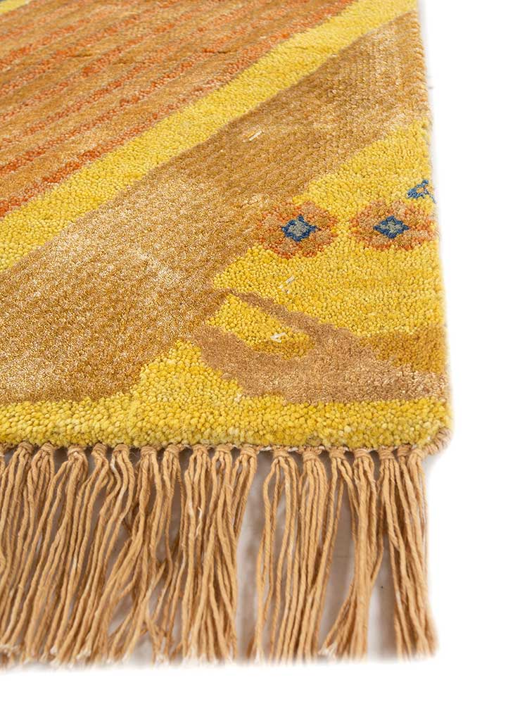 manchaha gold wool and bamboo silk Hand Knotted Rug - Corner