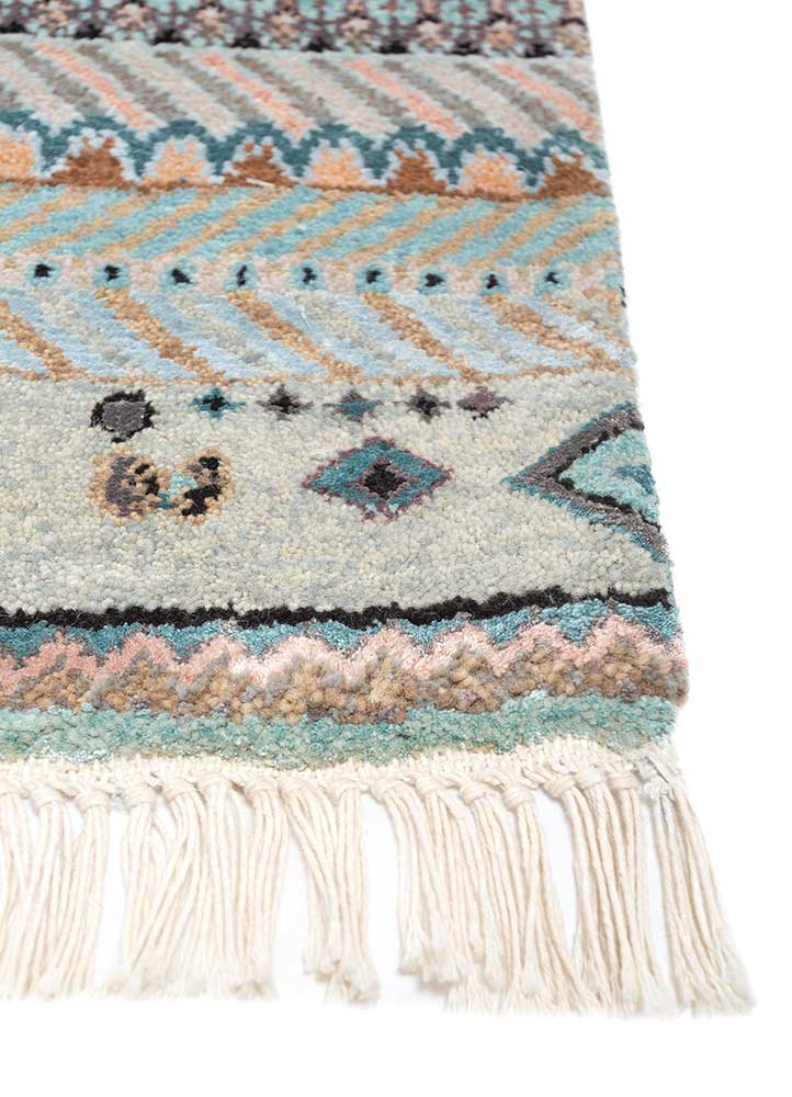 manchaha blue wool and bamboo silk Hand Knotted Rug - Corner