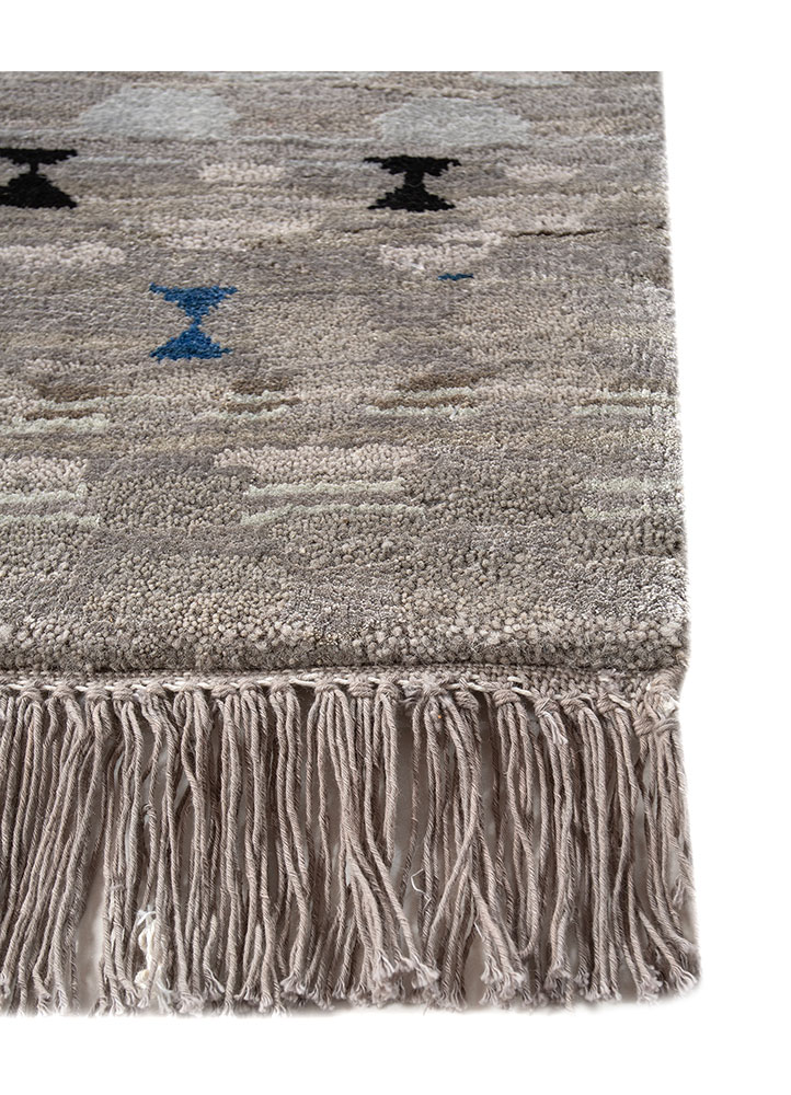 manchaha grey and black wool and bamboo silk Hand Knotted Rug - Corner