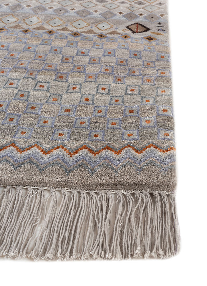 manchaha grey and black wool and bamboo silk Hand Knotted Rug - Corner