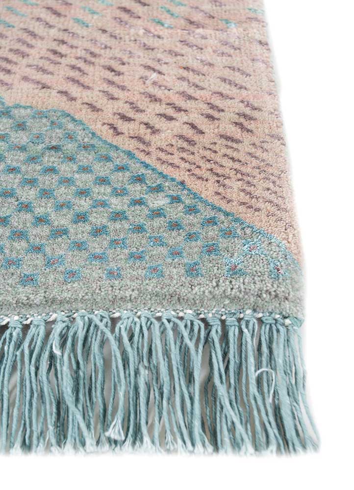 manchaha blue wool and bamboo silk Hand Knotted Rug - Corner