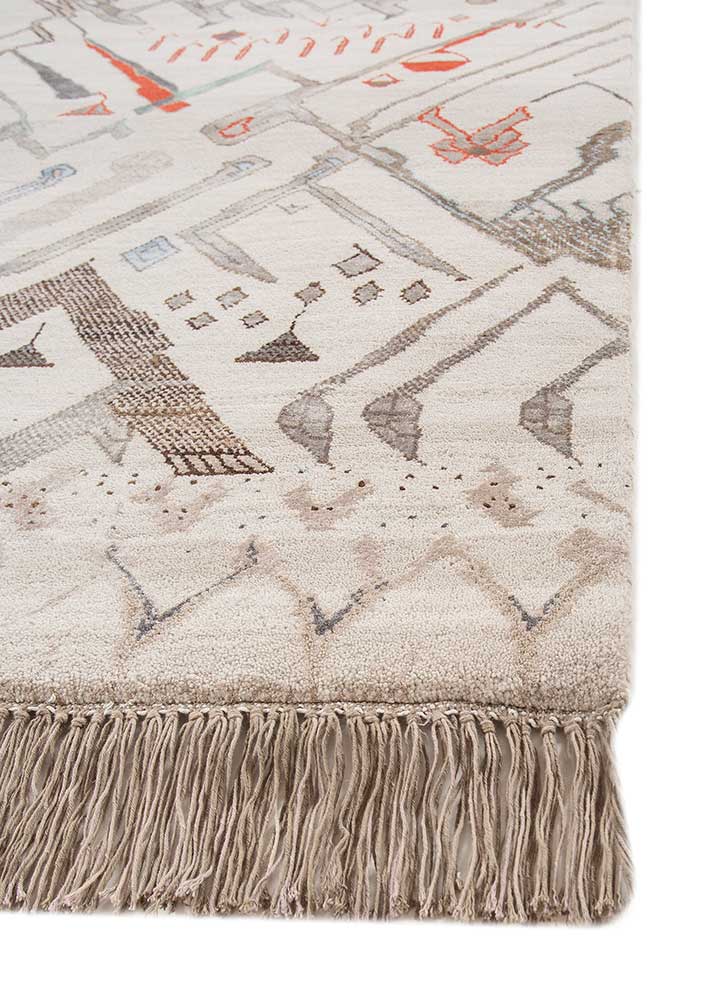 manchaha ivory wool and bamboo silk Hand Knotted Rug - Corner