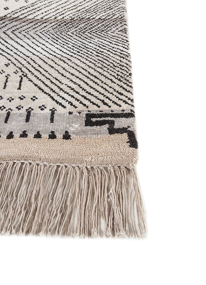 manchaha grey and black wool and bamboo silk Hand Knotted Rug - Corner manchaha grey and black wool and bamboo silk Hand Knotted Rug - Corner