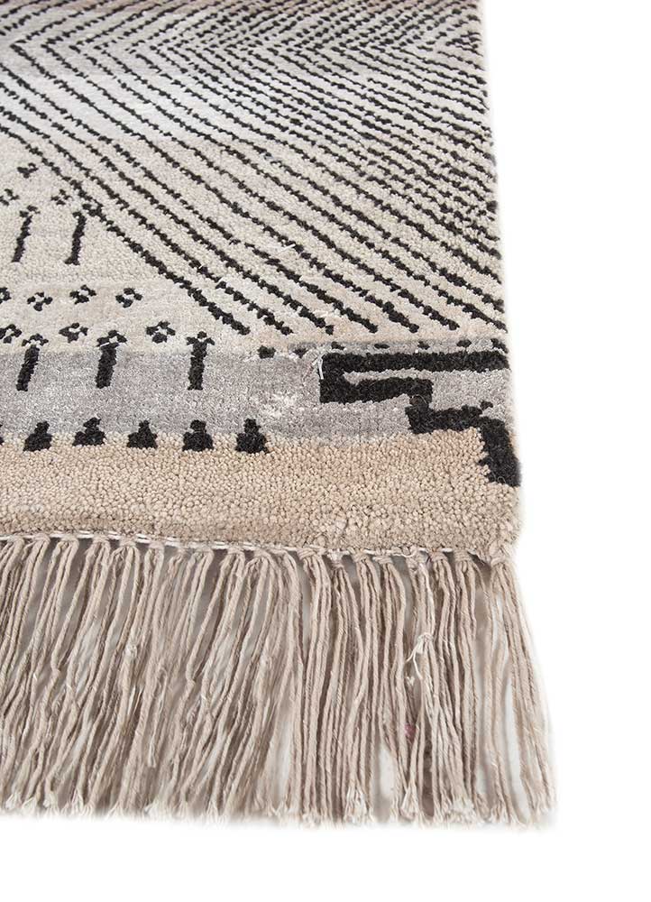 manchaha grey and black wool and bamboo silk Hand Knotted Rug - Corner