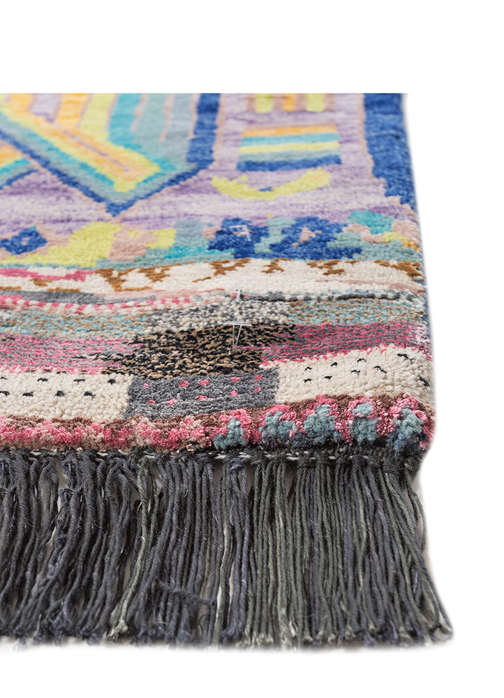 manchaha ivory wool and bamboo silk Hand Knotted Rug - Corner