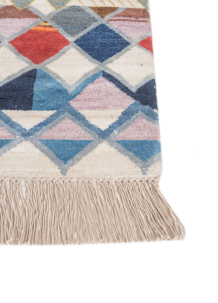 manchaha blue wool and bamboo silk Hand Knotted Rug - Corner manchaha blue wool and bamboo silk Hand Knotted Rug - Corner