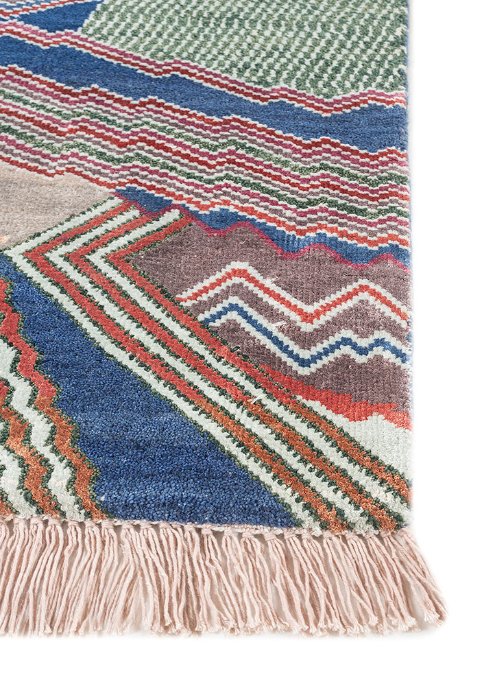 manchaha pink and purple wool and bamboo silk Hand Knotted Rug - Corner manchaha pink and purple wool and bamboo silk Hand Knotted Rug - Corner