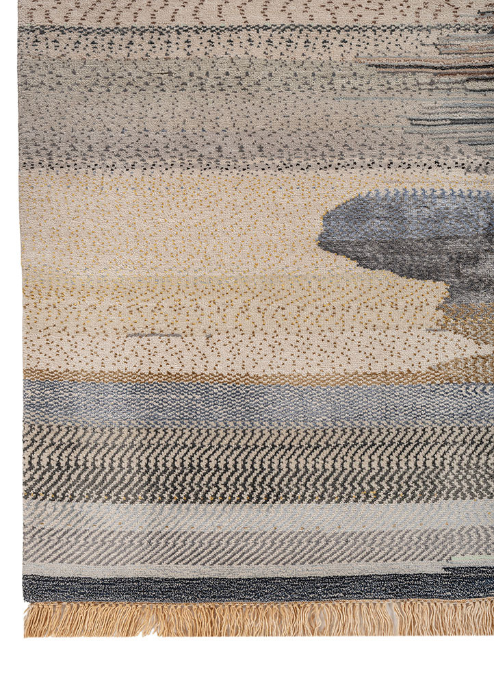 manchaha ivory wool and bamboo silk Hand Knotted Rug - Corner manchaha ivory wool and bamboo silk Hand Knotted Rug - Corner