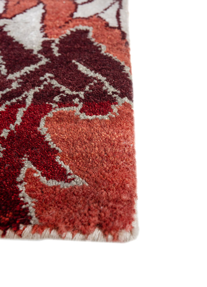 manchaha ivory wool and bamboo silk Hand Knotted Rug - Corner