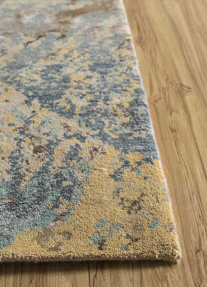 manchaha beige and brown wool and bamboo silk Hand Knotted Rug - Corner