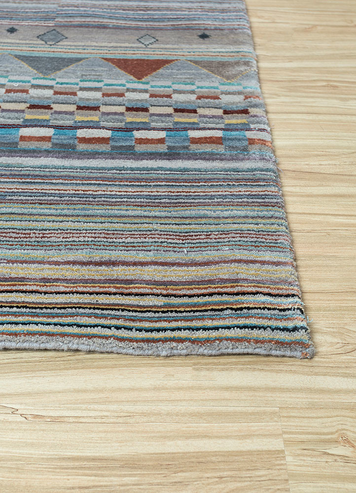 freedom manchaha grey and black wool and bamboo silk Hand Knotted Rug - Corner freedom manchaha grey and black wool and bamboo silk Hand Knotted Rug - Corner