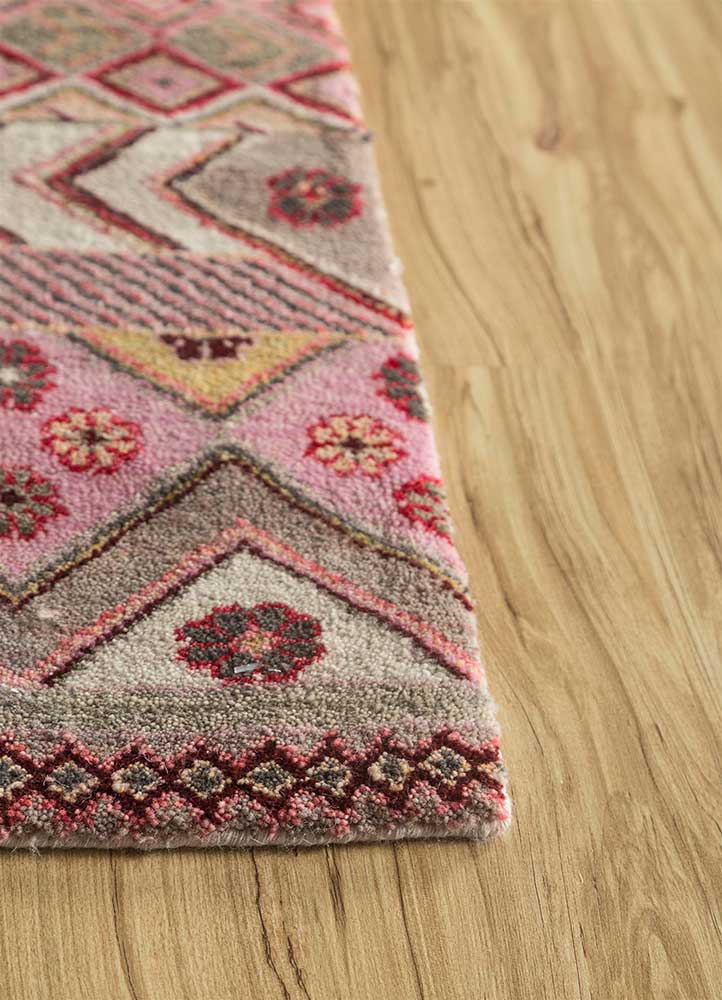 manchaha pink and purple wool and bamboo silk Hand Knotted Rug - Corner