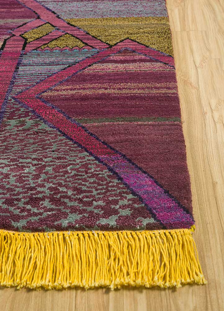 freedom manchaha pink and purple wool and bamboo silk Hand Knotted Rug - Corner