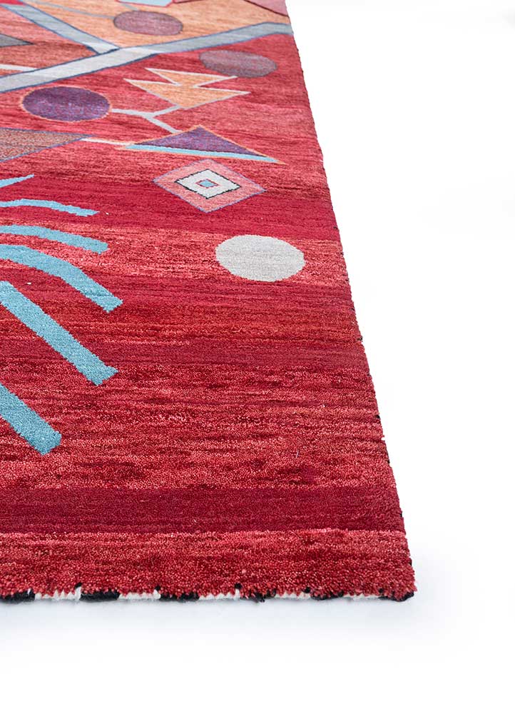 freedom manchaha red and orange wool and bamboo silk Hand Knotted Rug - Corner