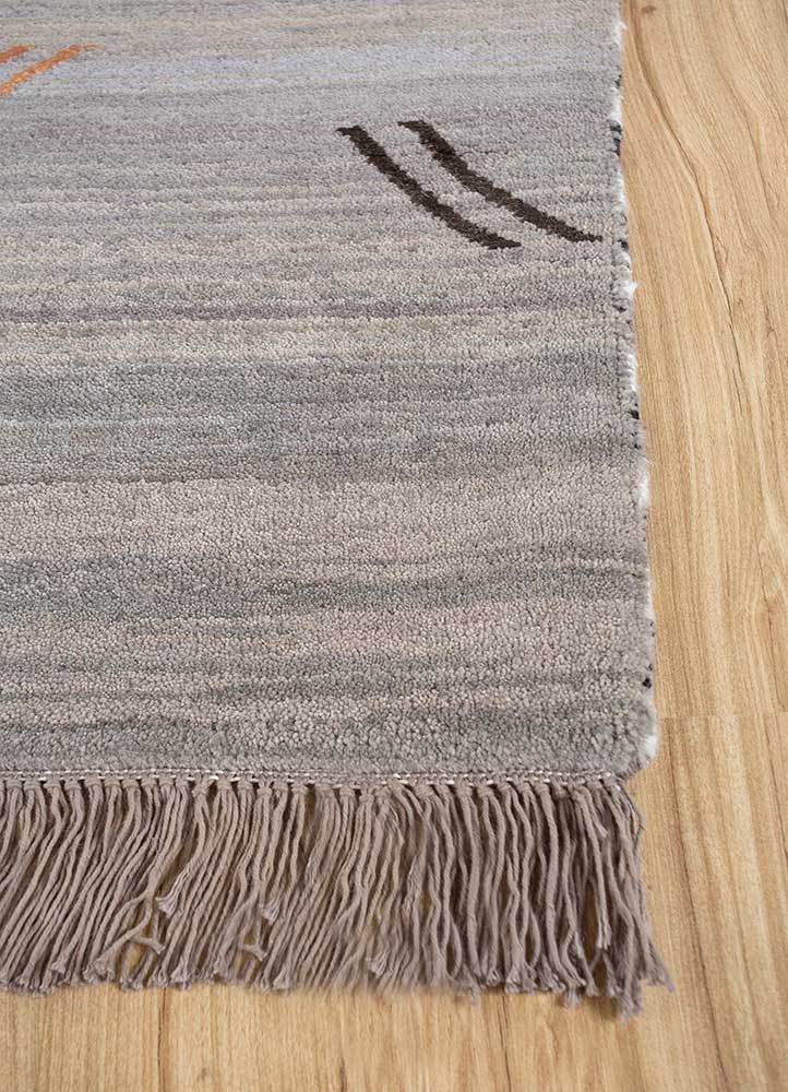 freedom manchaha grey and black wool and bamboo silk Hand Knotted Rug - Corner