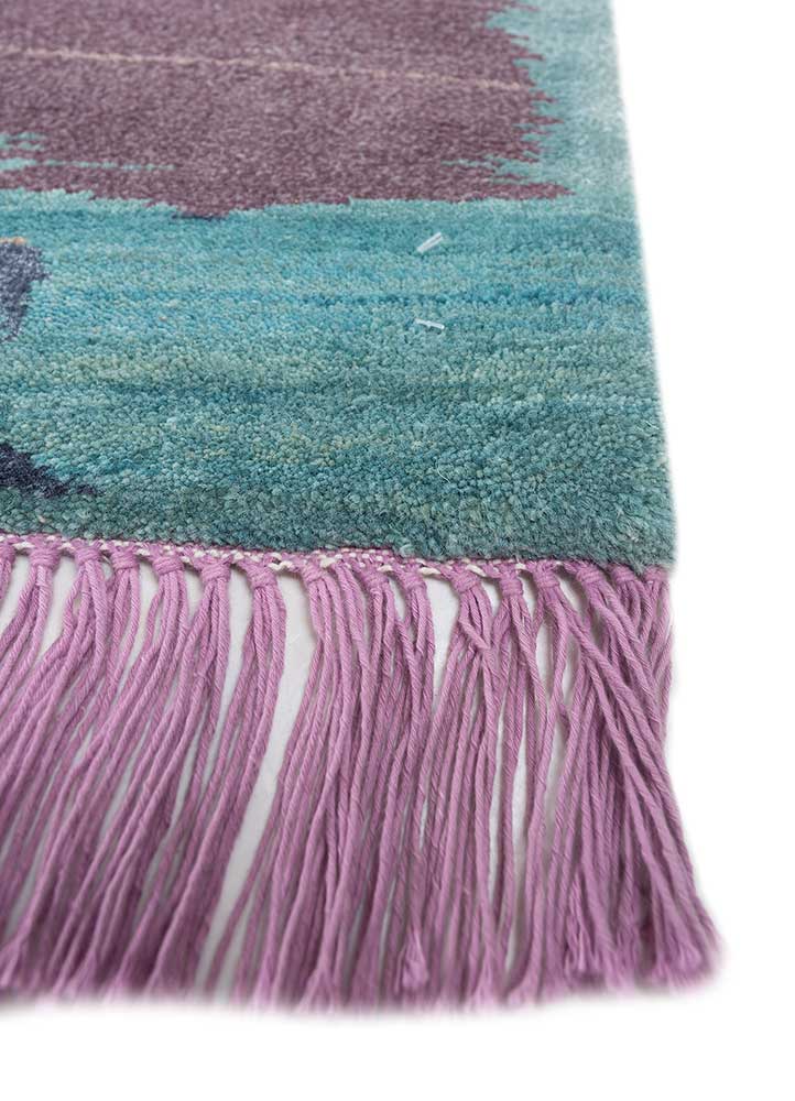 freedom manchaha pink and purple wool and bamboo silk Hand Knotted Rug - Corner