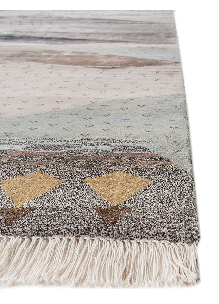 freedom manchaha ivory wool and bamboo silk Hand Knotted Rug - Corner