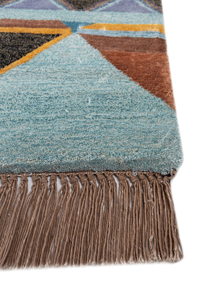 freedom manchaha blue wool and bamboo silk Hand Knotted Rug - Corner