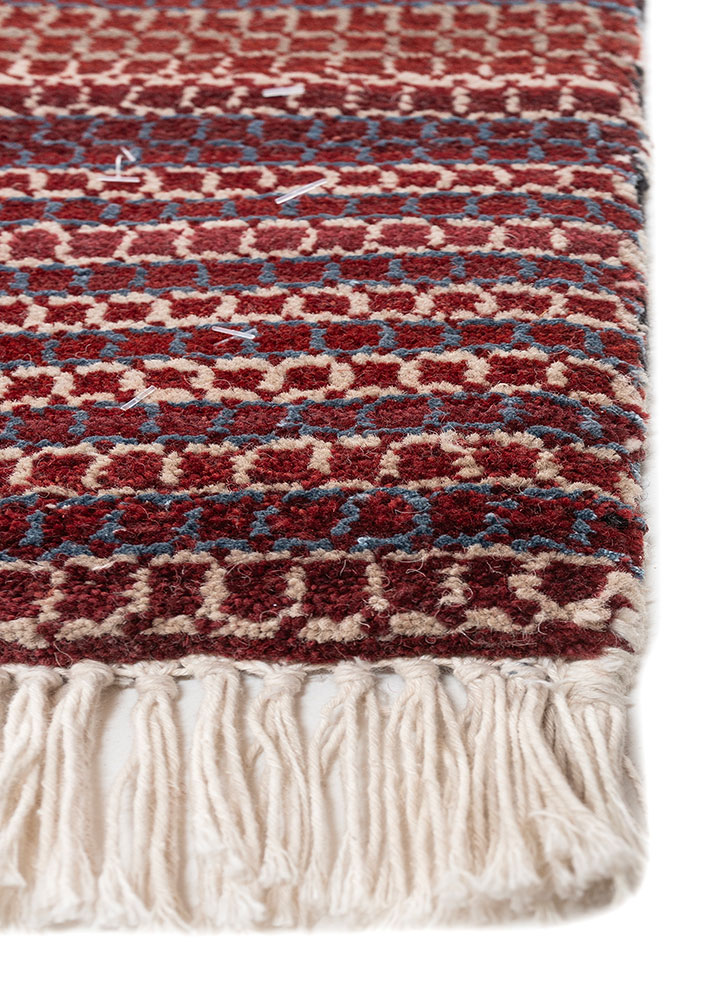 freedom manchaha red and orange wool and bamboo silk Hand Knotted Rug - Corner