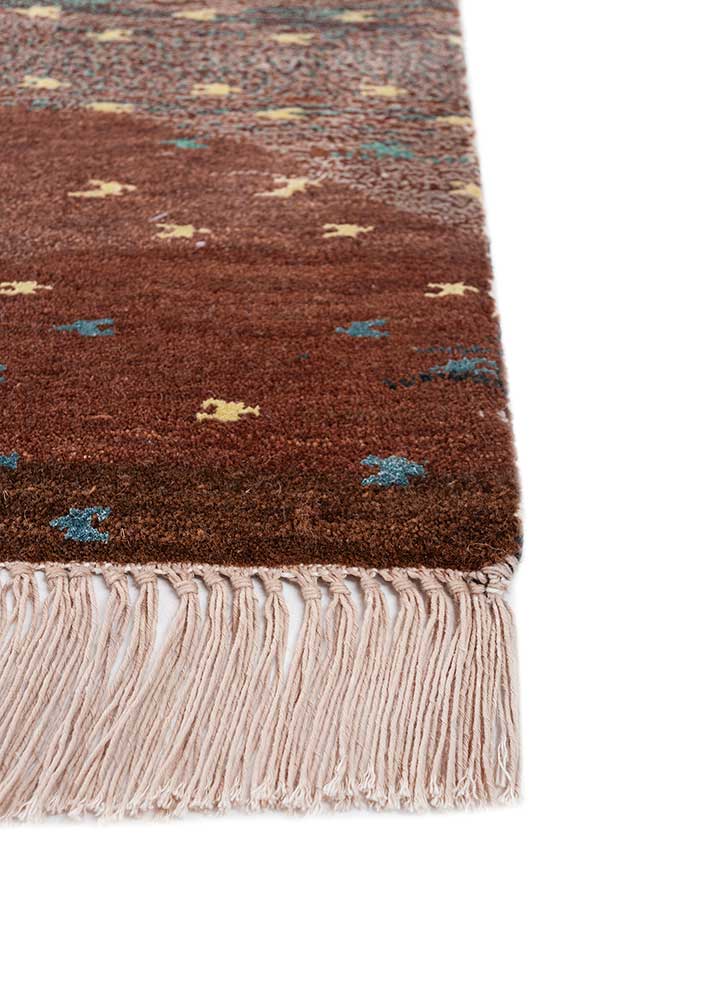 freedom manchaha red and orange wool and bamboo silk Hand Knotted Rug - Corner