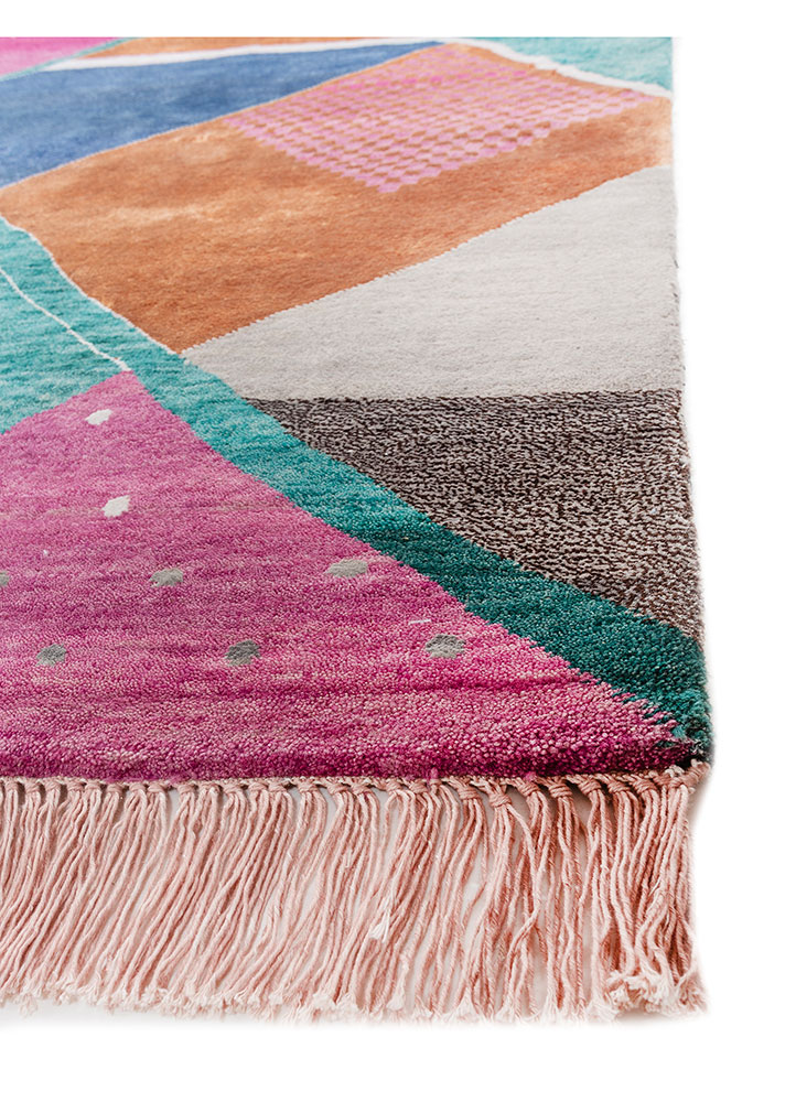 freedom manchaha pink and purple wool and bamboo silk Hand Knotted Rug - Corner
