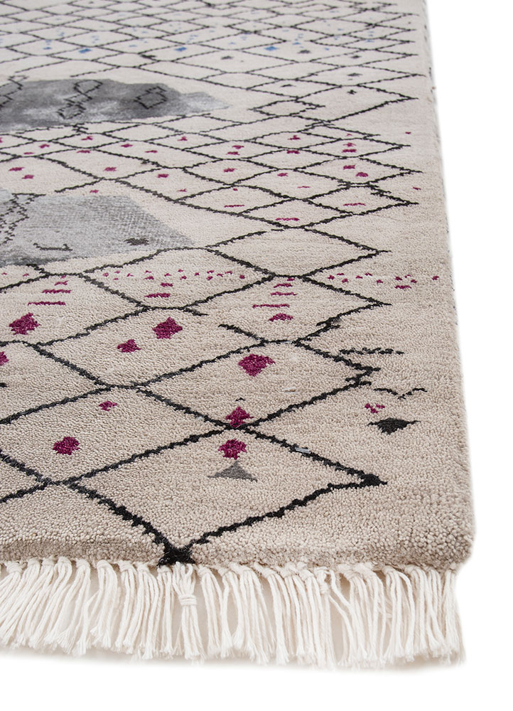freedom manchaha ivory wool and bamboo silk Hand Knotted Rug - Corner