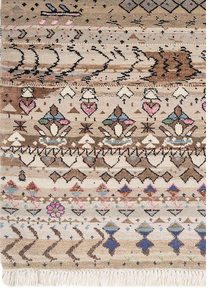 freedom manchaha beige and brown wool and bamboo silk Hand Knotted Rug - Corner