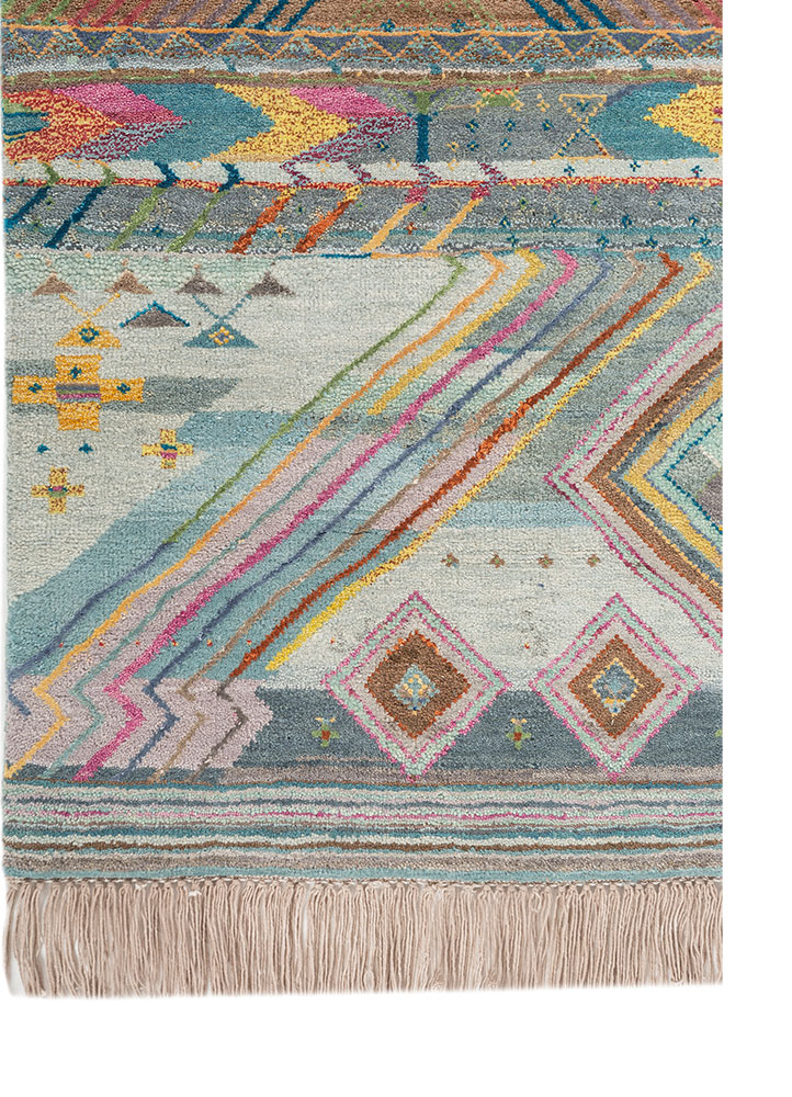 freedom manchaha blue wool and bamboo silk Hand Knotted Rug - Corner