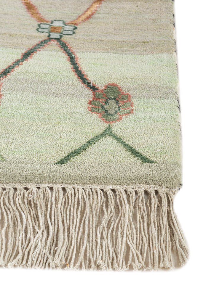 freedom manchaha green wool and bamboo silk Hand Knotted Rug - Corner