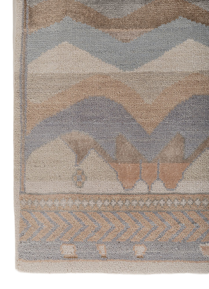 manchaha beige and brown wool and bamboo silk Hand Knotted Rug - Corner manchaha beige and brown wool and bamboo silk Hand Knotted Rug - Corner