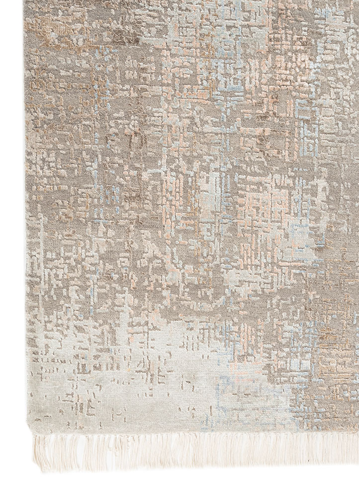 entropy grey and black wool and bamboo silk Hand Knotted Rug - Corner