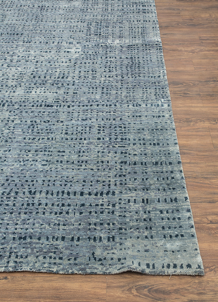 uvenuti grey and black wool and bamboo silk Hand Knotted Rug - Corner