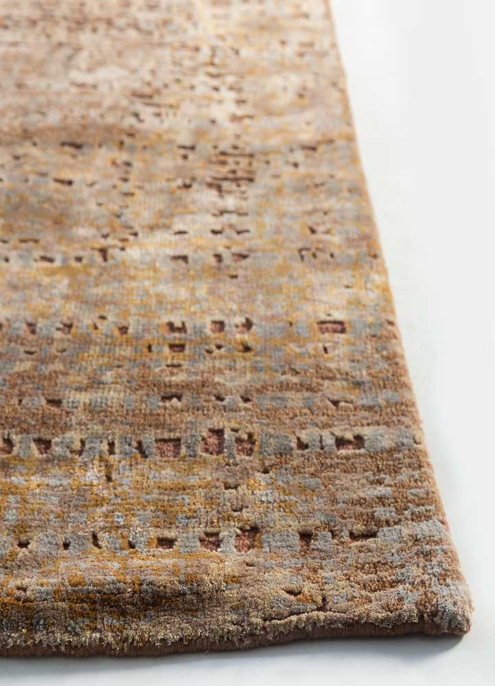 uvenuti beige and brown wool and bamboo silk Hand Knotted Rug - Corner