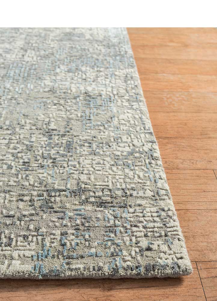 uvenuti grey and black wool and bamboo silk Hand Knotted Rug - Corner