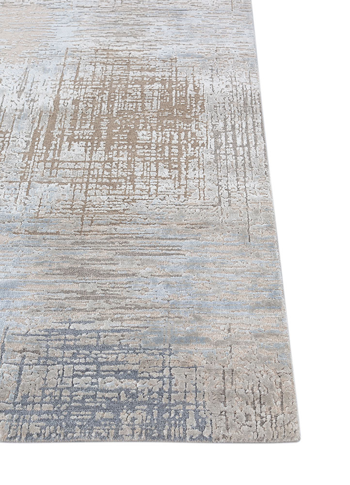 uvenuti grey and black wool and bamboo silk Hand Knotted Rug - Corner