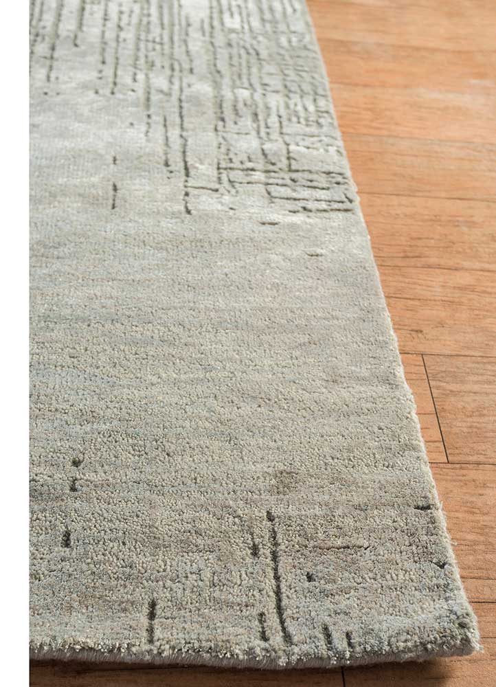 uvenuti grey and black wool and bamboo silk Hand Knotted Rug - Corner