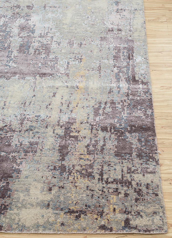 uvenuti grey and black wool and bamboo silk Hand Knotted Rug - Corner uvenuti grey and black wool and bamboo silk Hand Knotted Rug - Corner