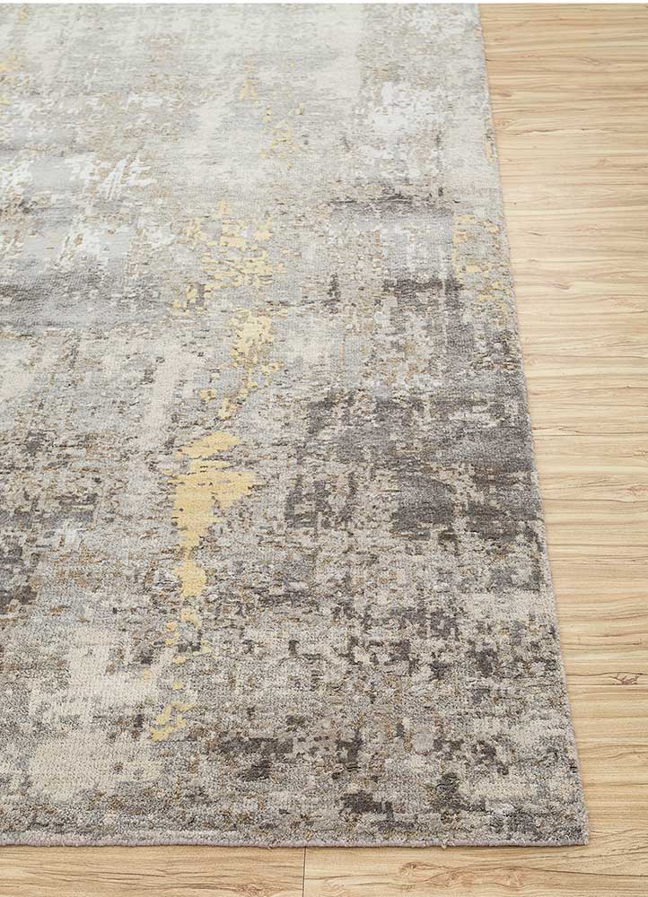 uvenuti ivory wool and bamboo silk Hand Knotted Rug - Corner