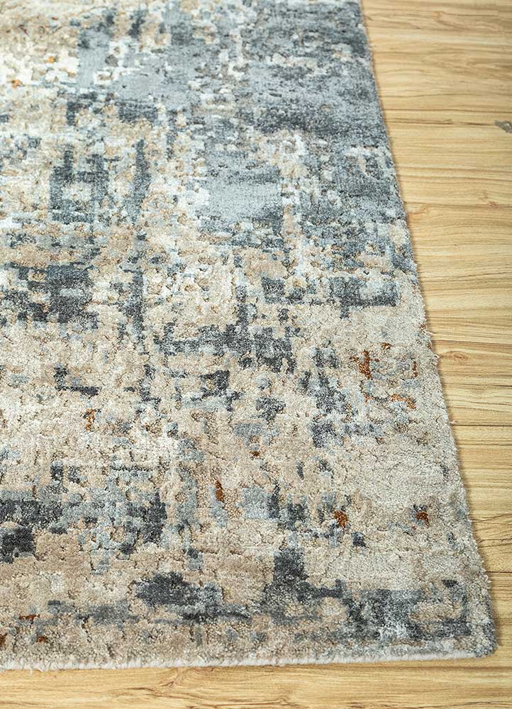 uvenuti grey and black wool and bamboo silk Hand Knotted Rug - Corner