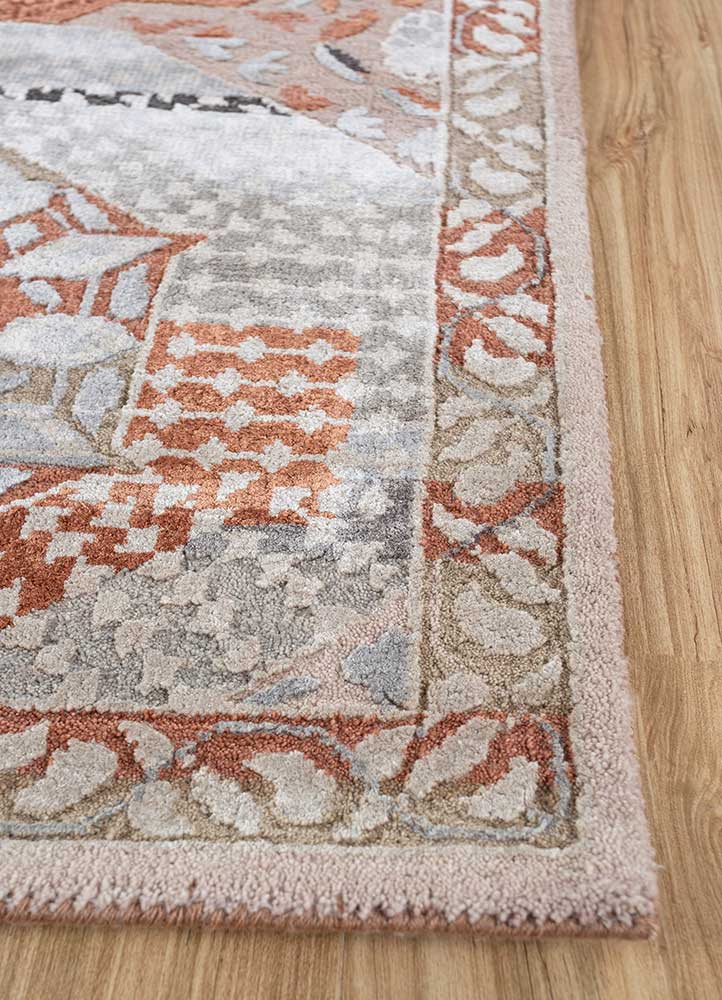 cyanna pink and purple wool and bamboo silk Hand Knotted Rug - Corner