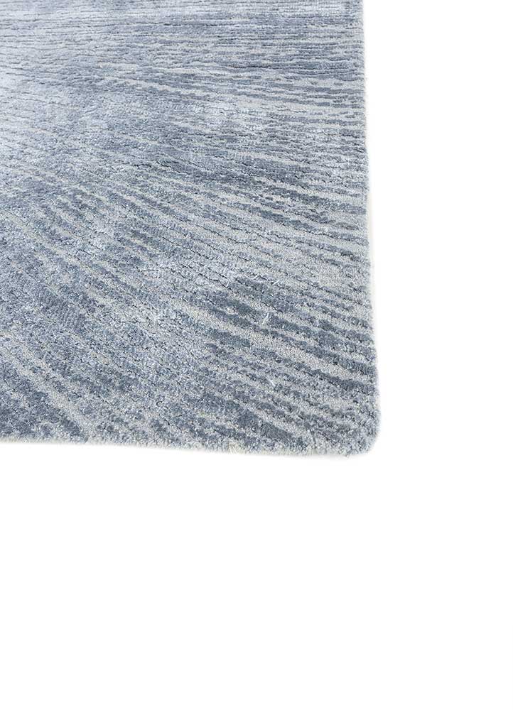 uvenuti blue wool and bamboo silk Hand Knotted Rug - Corner